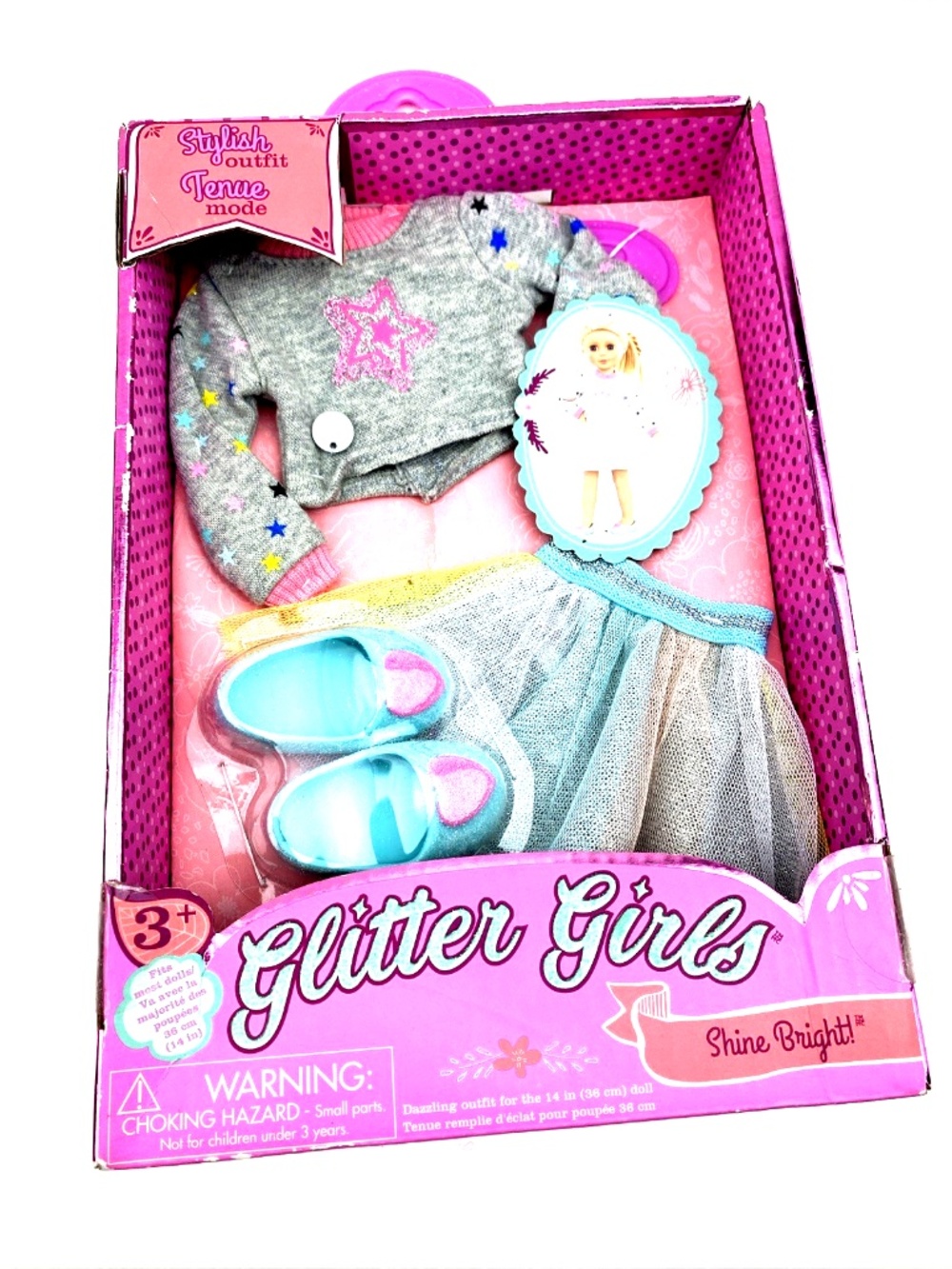 Glitter Girls Doll Outfit Shine Bright Toys Children 3pc Shoes Sweater Skirt
